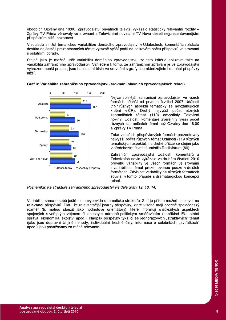 V souladu s nižší tematickou variabilitou domácího zpravodajství v Událostech, komentářích získala desítka nejčastěji prezentovaných témat výrazně vyšší podíl na celkovém počtu příspěvků ve srovnání