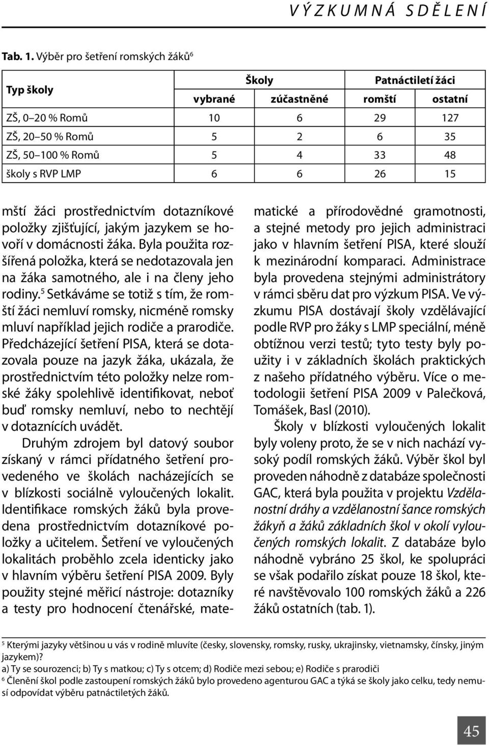 6 6 26 15 mští žáci prostřednictvím dotazníkové položky zjišťující, jakým jazykem se hovoří v domácnosti žáka.