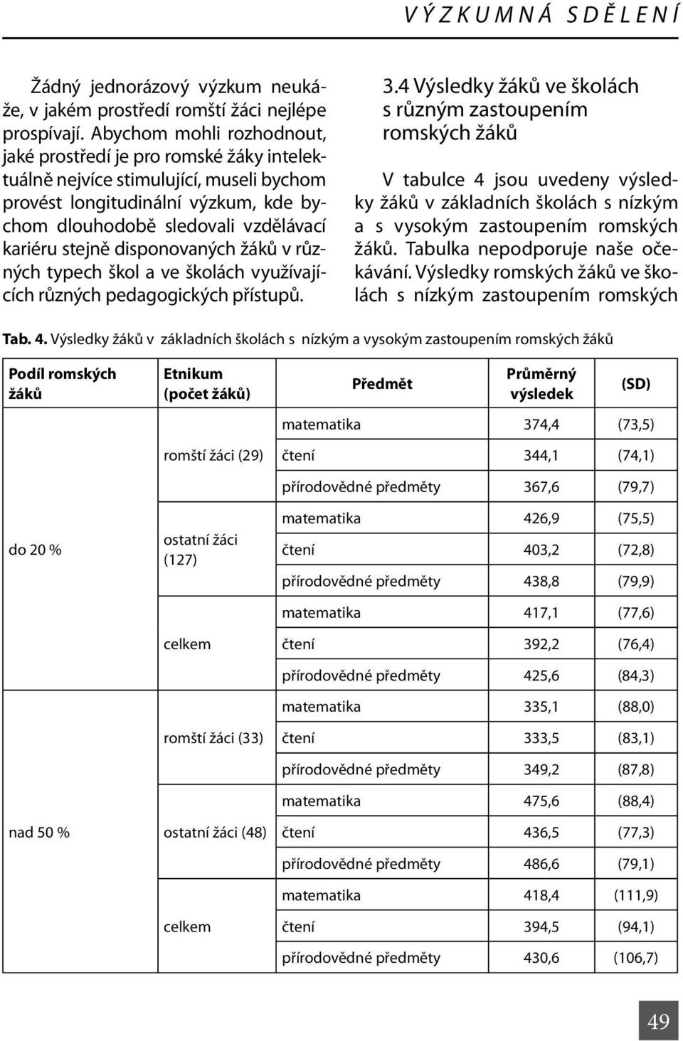 disponovaných žáků v různých typech škol a ve školách využívajících různých pedagogických přístupů. 3.