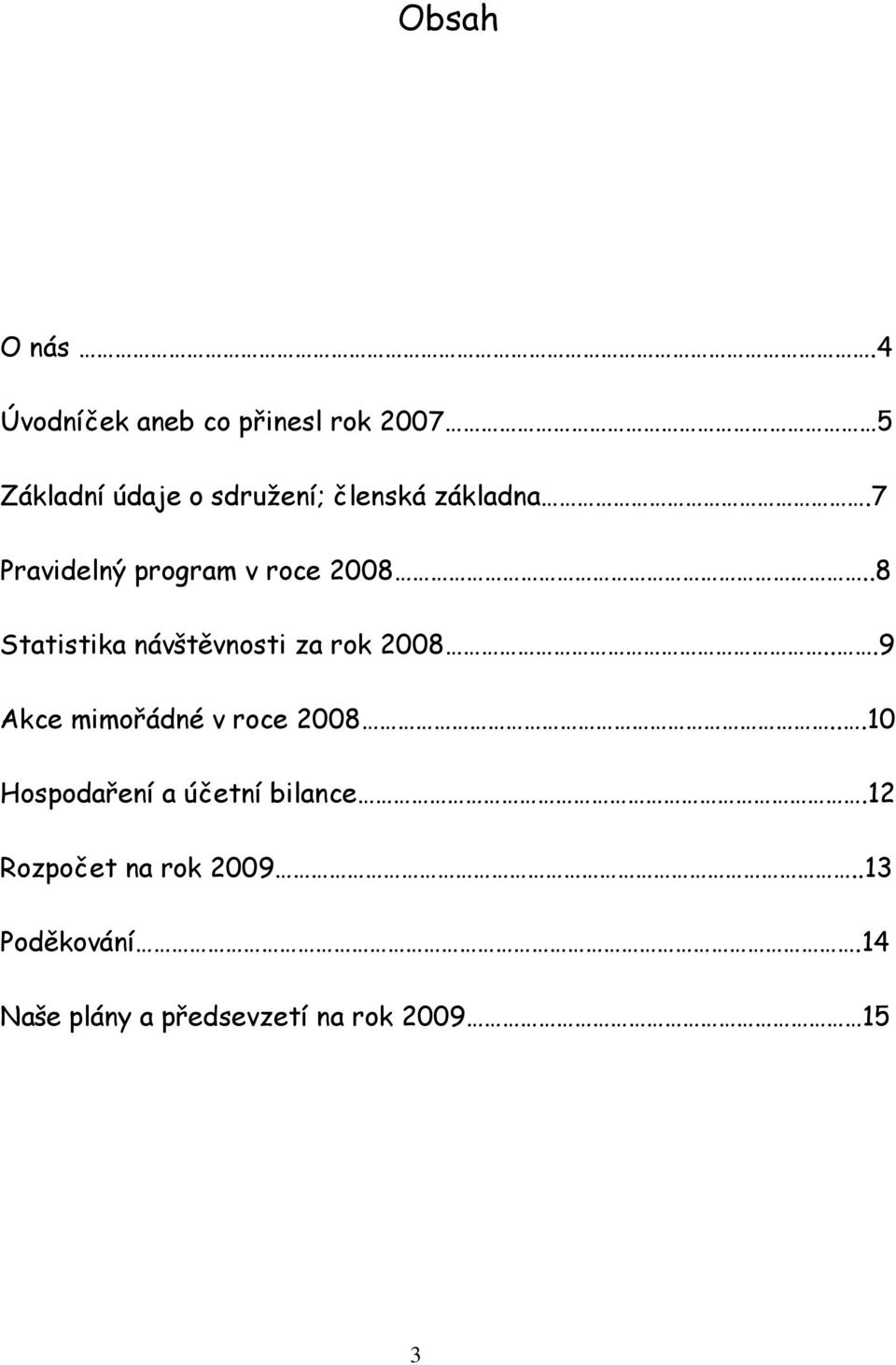 základna.7 Pravidelný program v roce 2008.