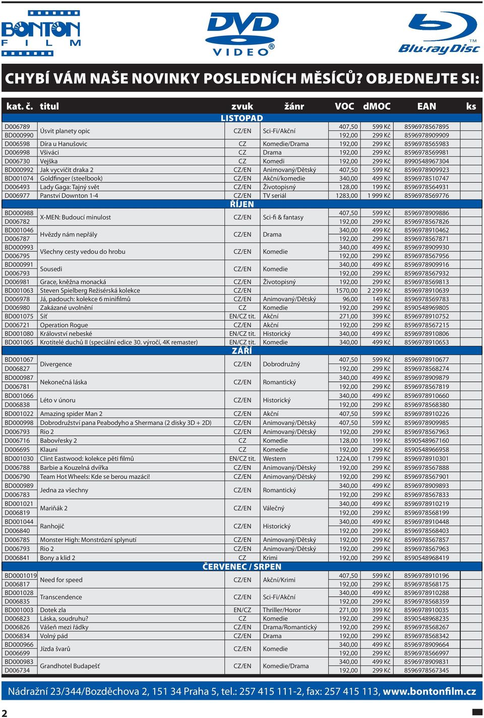 192,00 299 Kč 8596978565983 D006998 Všiváci CZ Drama 192,00 299 Kč 8596978569981 D006730 Vejška CZ Komedi 192,00 299 Kč 8990548967304 BD000992 Jak vycvičit draka 2 CZ/EN Animovaný/Dětský 407,50 599