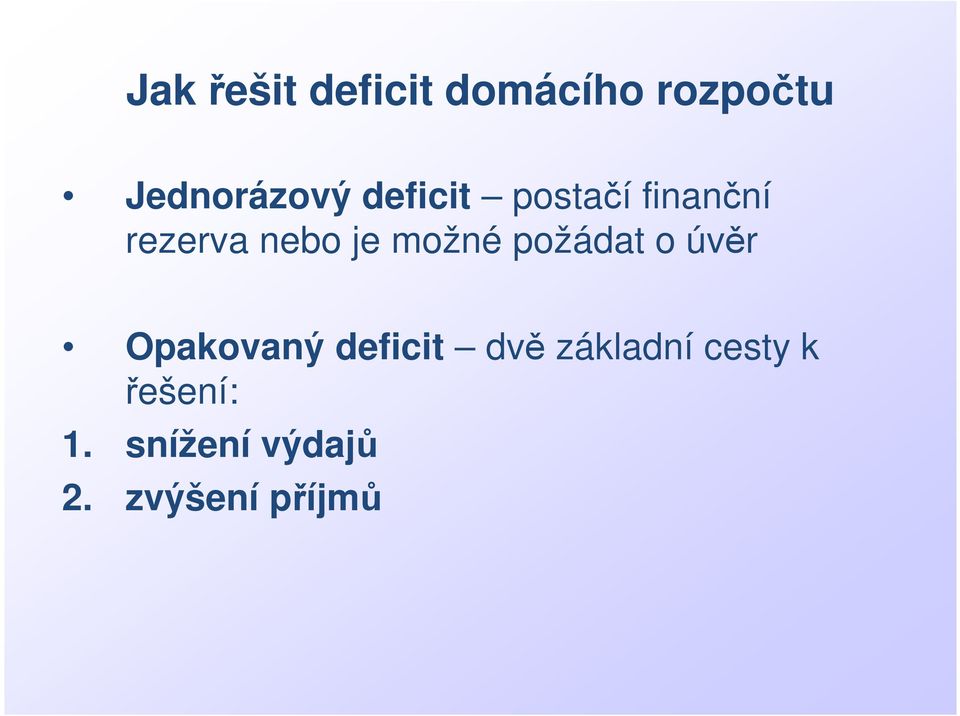 požádat o úvěr Opakovaný deficit dvě základní