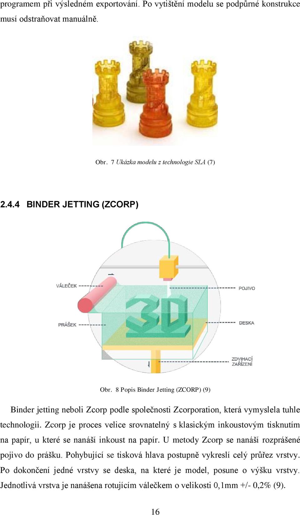 Zcorp je proces velice srovnatelný s klasickým inkoustovým tisknutím na papír, u které se nanáší inkoust na papír. U metody Zcorp se nanáší rozprášené pojivo do prášku.