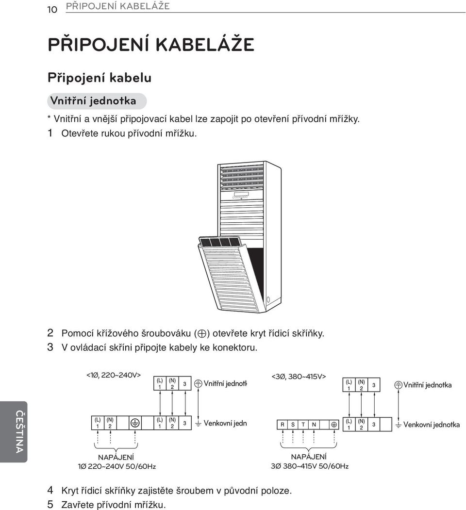 3 V ovládací skříni připojte kabely ke konektoru.