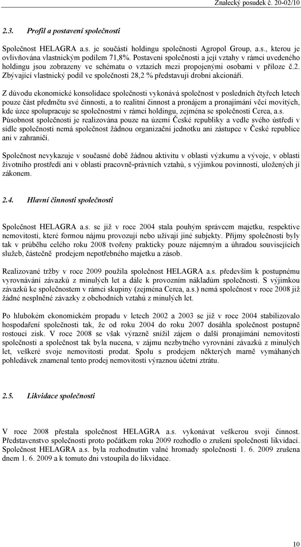 Zbývající vlastnický podíl ve společnosti 28,2 % představují drobní akcionáři.