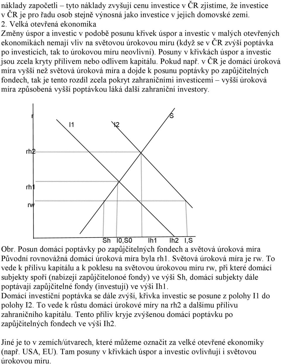 investicích, tak to úrokovou míru neovlivní). Posuny v křivkách úspor a investic jsou zcela kryty přílivem nebo odlivem kapitálu. Pokud např.