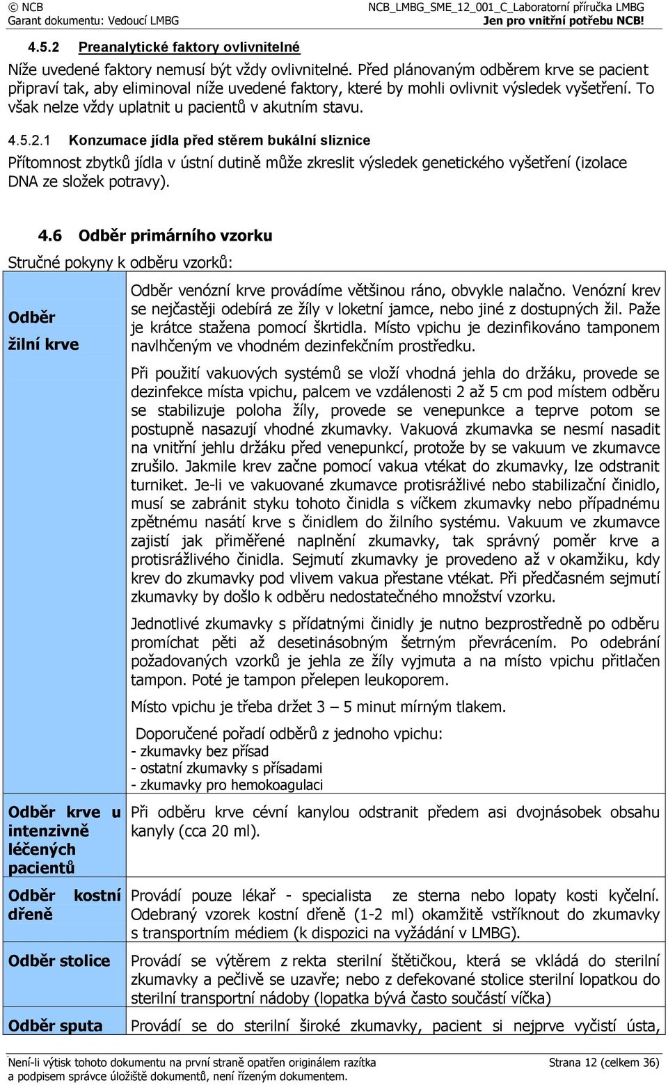 1 Konzumace jídla před stěrem bukální sliznice Přítomnost zbytků jídla v ústní dutině může zkreslit výsledek genetického vyšetření (izolace DNA ze složek potravy). 4.