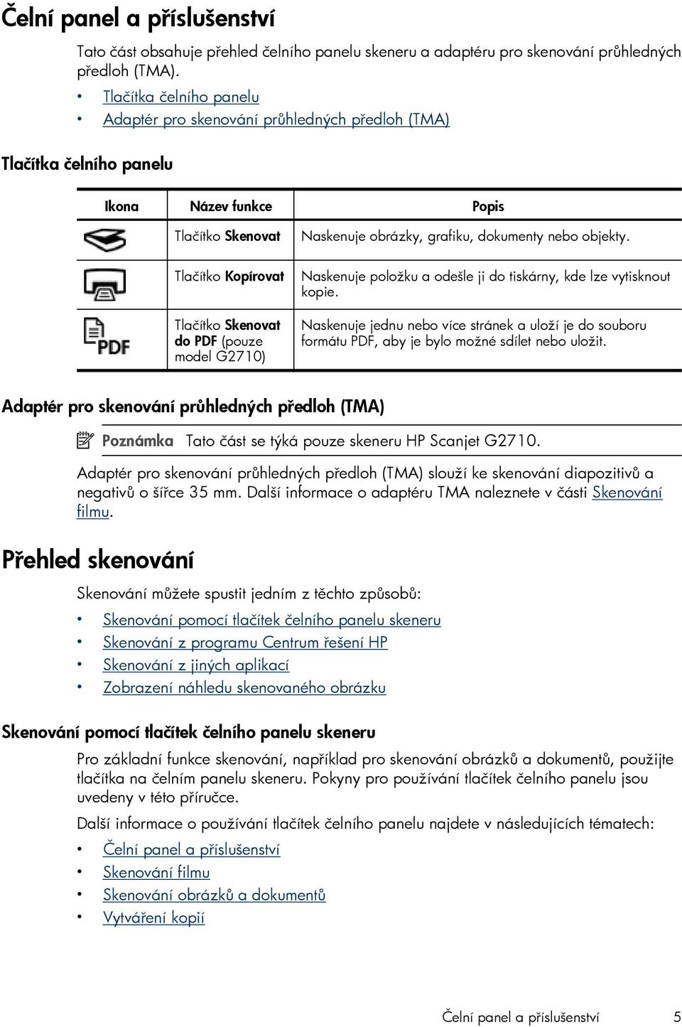 G2710) Naskenuje obrázky, grafiku, dokumenty nebo objekty. Naskenuje položku a odešle ji do tiskárny, kde lze vytisknout kopie.