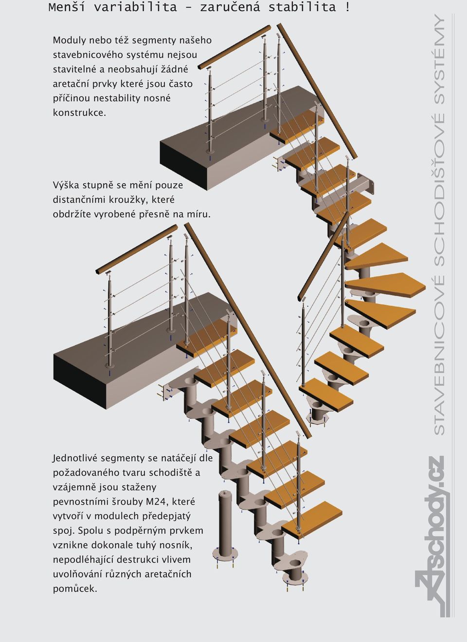nestability nosné konstrukce. Výška stupnì se mìní pouze distanèními krou ky, které obdr íte vyrobené pøesnì na míru.