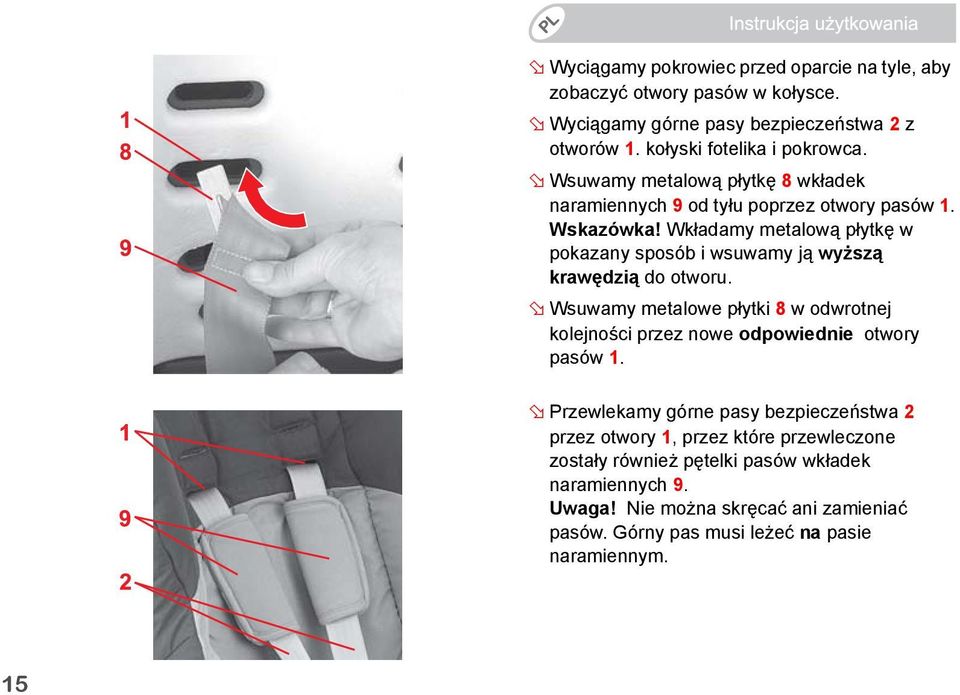 Wkładamy metalową płytkę w pokazany sposób i wsuwamy ją wyższą krawędzią do otworu.