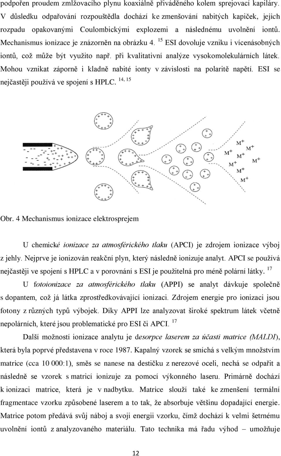 Mechanismus ionizace je znázorněn na obrázku 4. 15 ESI dovoluje vzniku i vícenásobných iontů, coţ můţe být vyuţito např. při kvalitativní analýze vysokomolekulárních látek.