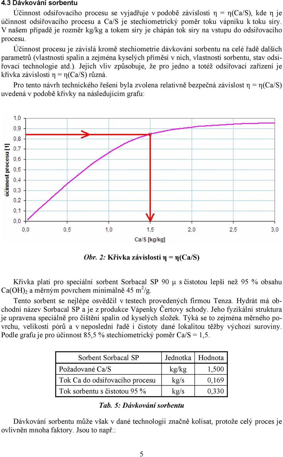 Účinnost procesu je závislá kromě stechiometrie dávkování sorbentu na celé řadě dalších parametrů (vlastnosti spalin a zejména kyselých příměsí v nich, vlastnosti sorbentu, stav odsiřovací