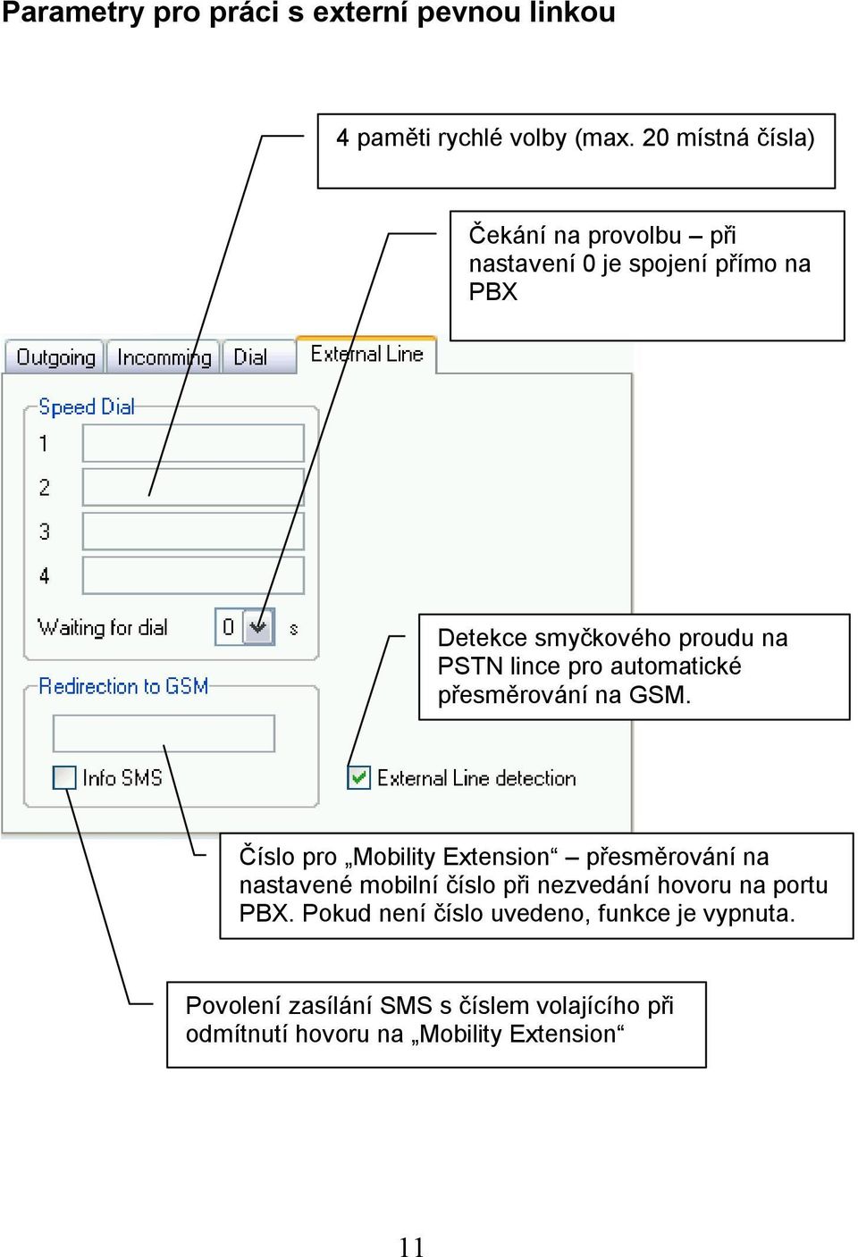 pro automatické přesměrování na GSM.