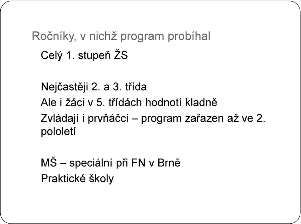 třídách hodnotí kladně Zvládají i prvňáčci program