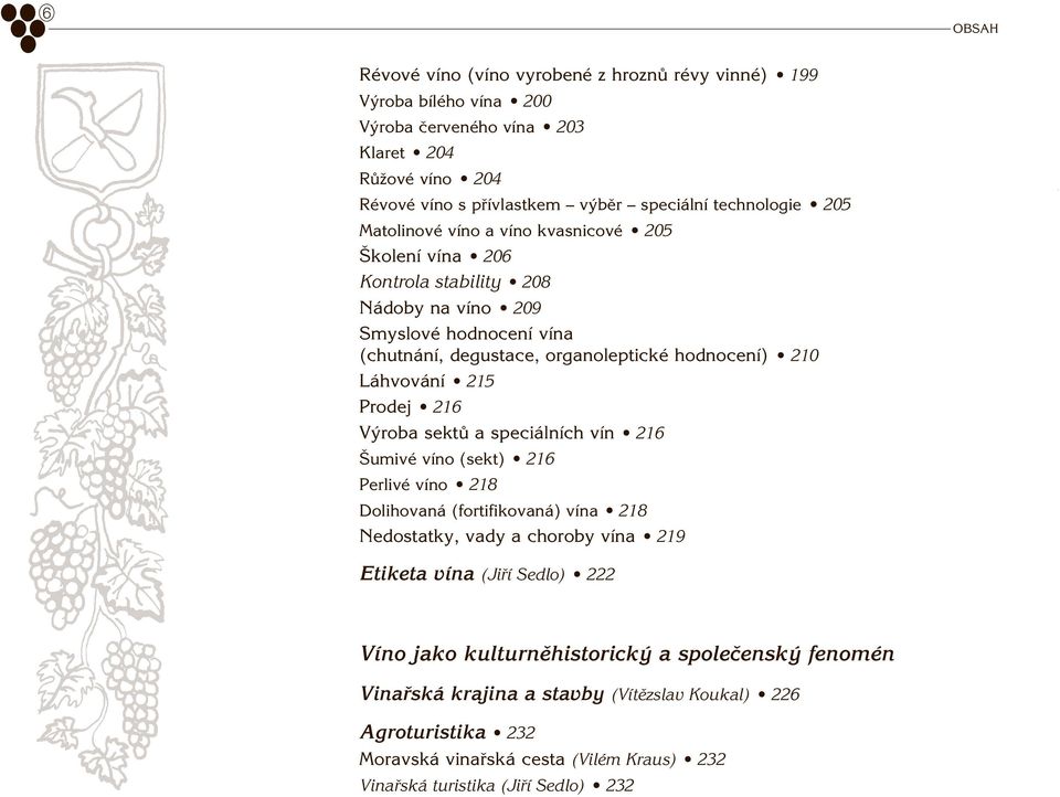 210 L hvov nì ï 215 Prodej ï 216 V roba sekt a speci lnìch vìn ï 216 äumivè vìno (sekt) ï 216 PerlivÈ vìno ï 218 Dolihovan (fortifikovan ) vìna ï 218 Nedostatky, vady a choroby vìna ï 219 Etiketa