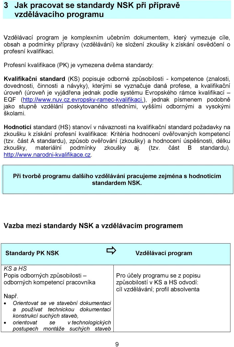 Profesní kvalifikace (PK) je vymezena dvěma standardy: Kvalifikační standard (KS) popisuje odborné způsobilosti - kompetence (znalosti, dovednosti, činnosti a návyky), kterými se vyznačuje daná