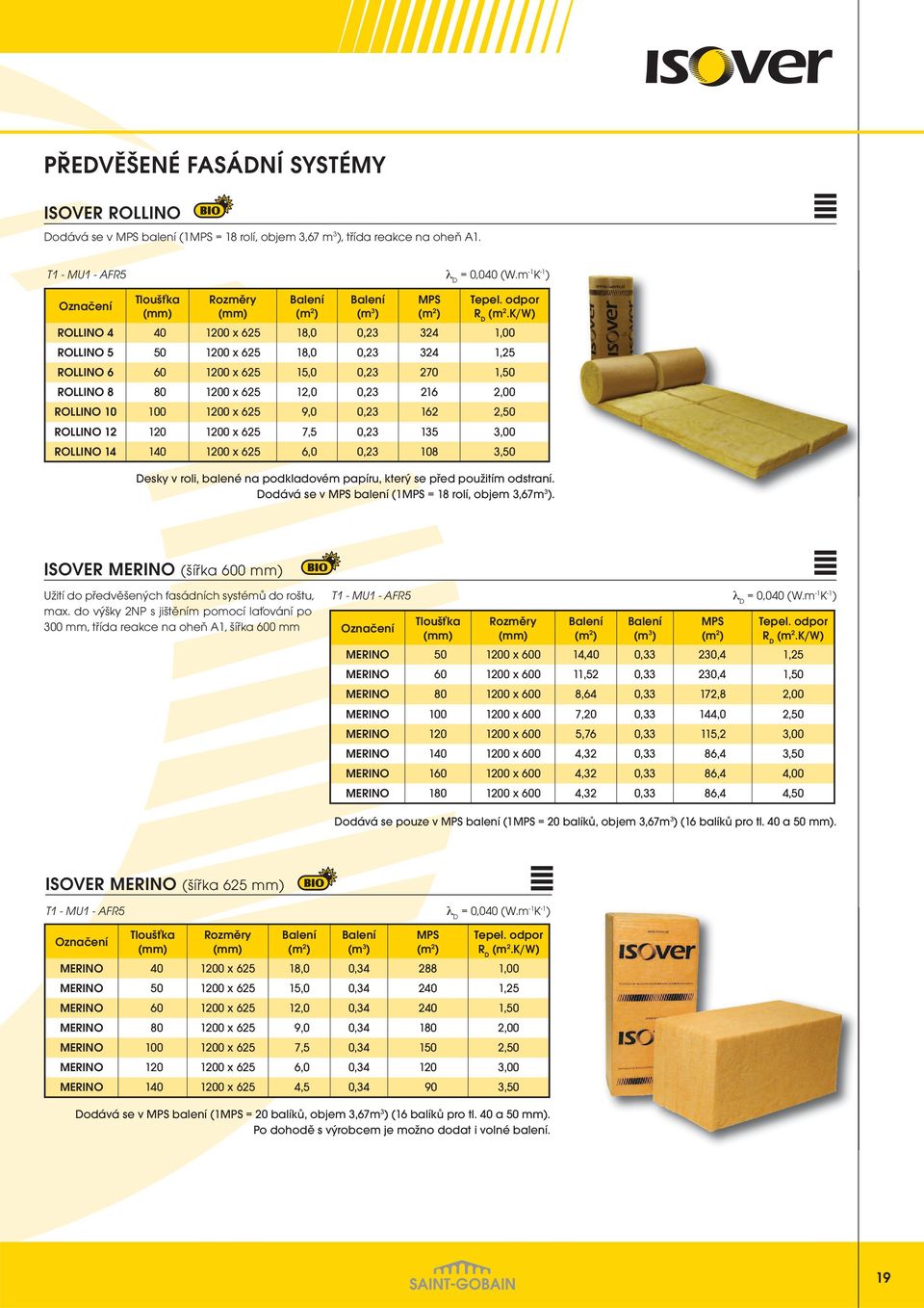 K/W) ROLLINO 4 40 1200 x 625 18,0 0,23 324 1,00 ROLLINO 5 50 1200 x 625 18,0 0,23 324 1,25 ROLLINO 6 60 1200 x 625 15,0 0,23 270 1,50 ROLLINO 8 80 1200 x 625 12,0 0,23 216 2,00 ROLLINO 10 100 1200 x