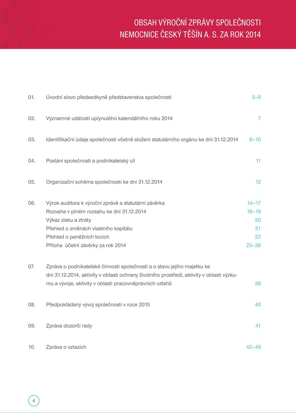 Výrok auditora k výroční zprávě a statutární závěrka 14 17 Rozvaha v plném rozsahu ke dni 31.12.