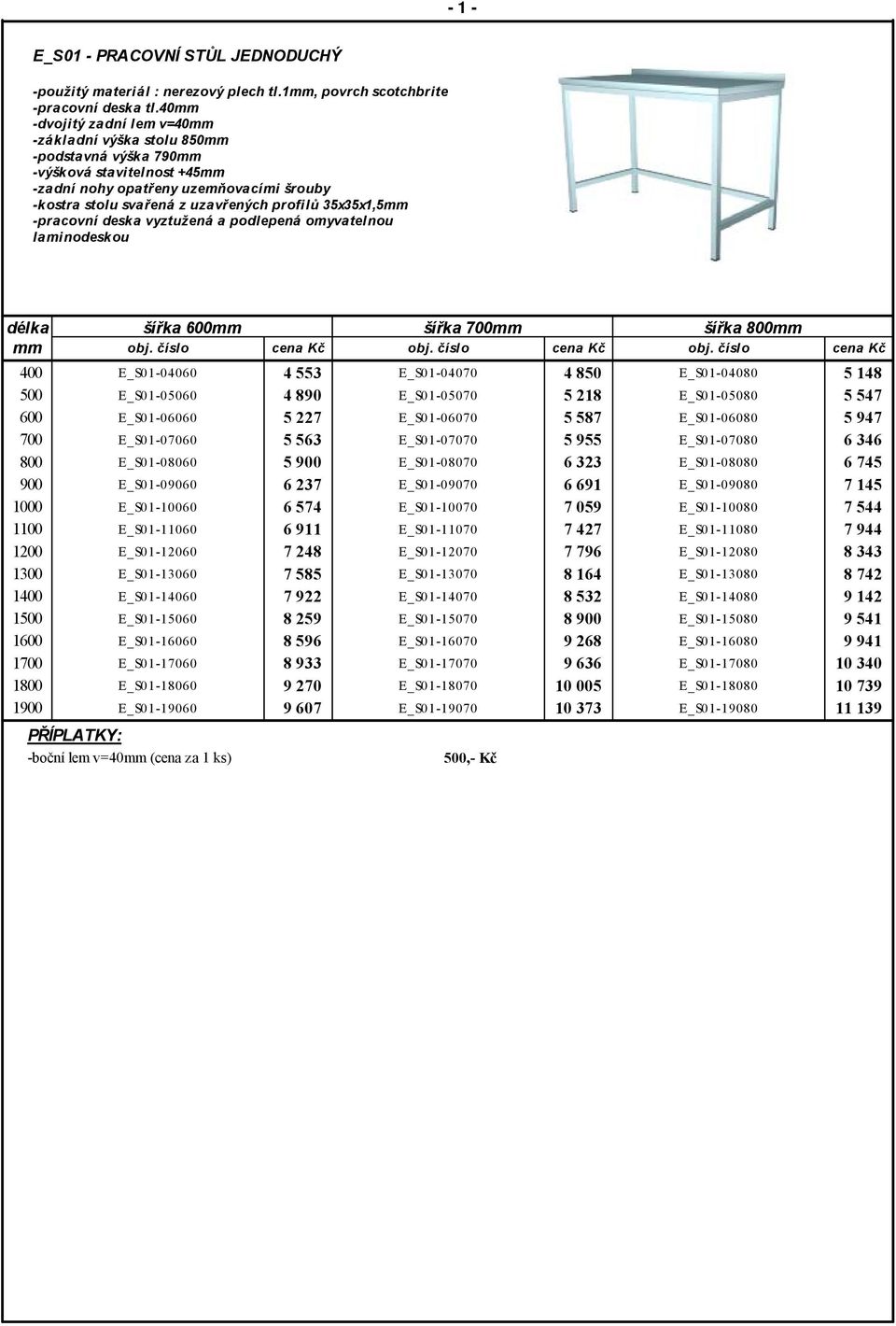 500 600 700 800 900 1000 1100 1300 šířka 600 šířka 700 šířka 800 E_S01-04060 E_S01-05060 E_S01-06060 E_S01-07060 E_S01-08060 E_S01-09060 E_S01-10060 E_S01-11060 E_S01-12060 E_S01-13060 E_S01-14060