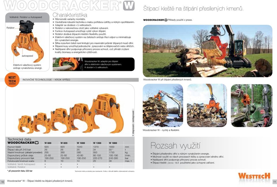 Rotátor dodává štípacím kleštím flexibilitu použití. Efaktivní válečkový systém na čelis snižuje třecí odpor a minimalizuje tím vynaložení energie.