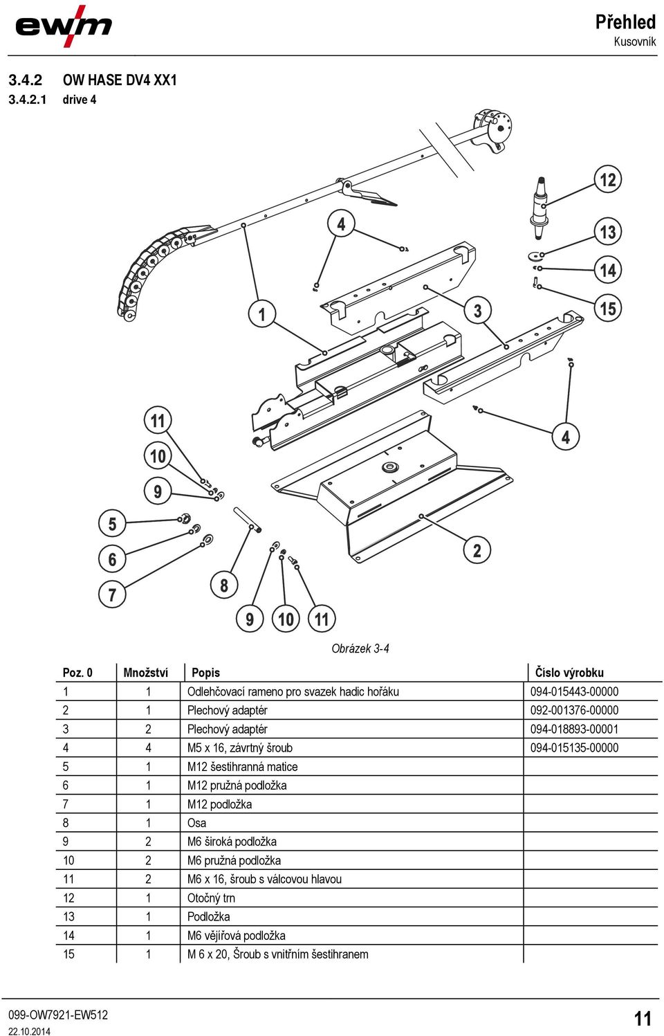 Plechový adaptér 094-018893-00001 4 4 M5 x 16, závrtný šroub 094-015135-00000 5 1 M12 šestihranná matice 6 1 M12 pružná podložka 7 1 M12