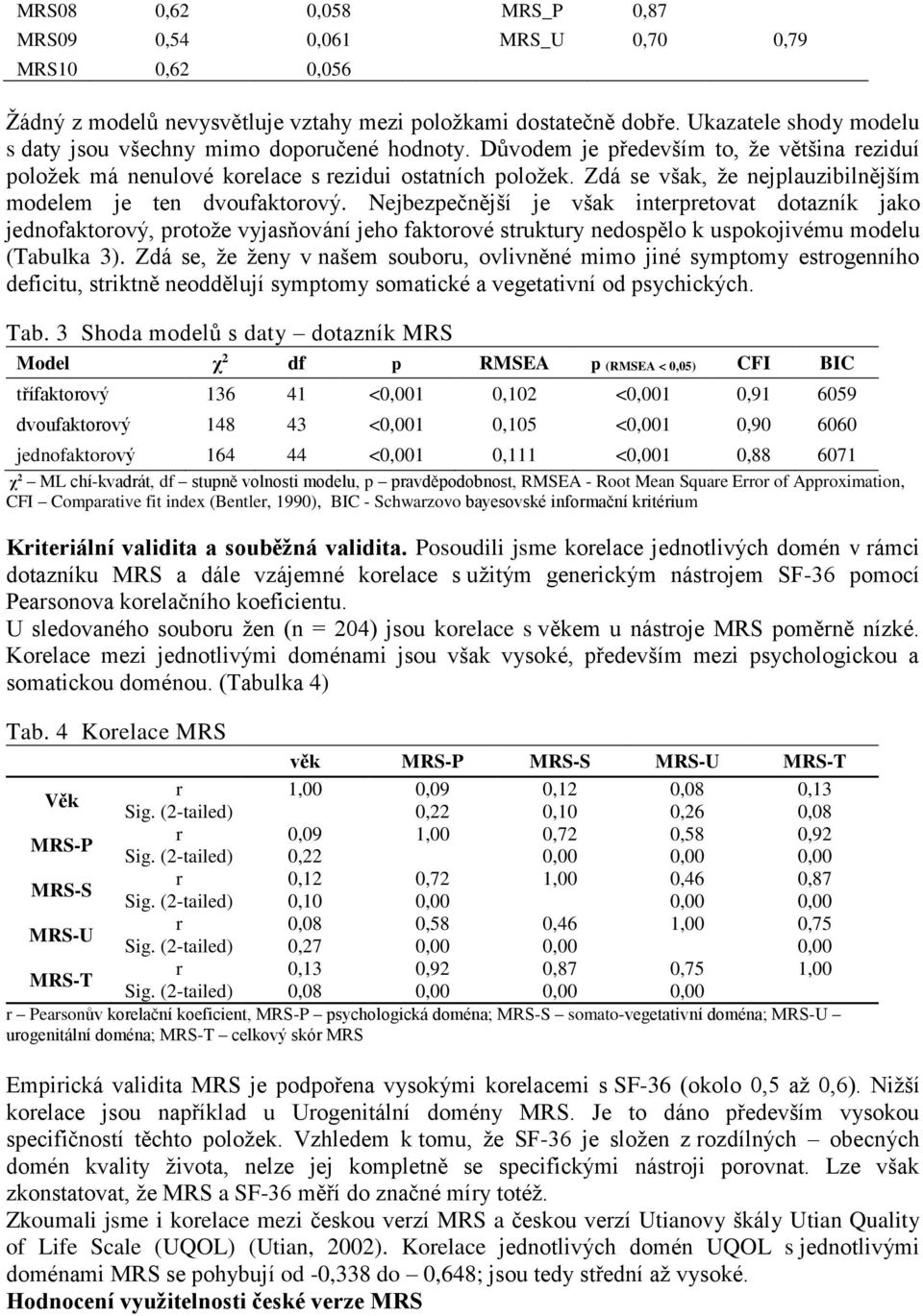 Zdá se však, že nejplauzibilnějším modelem je ten dvoufaktorový.