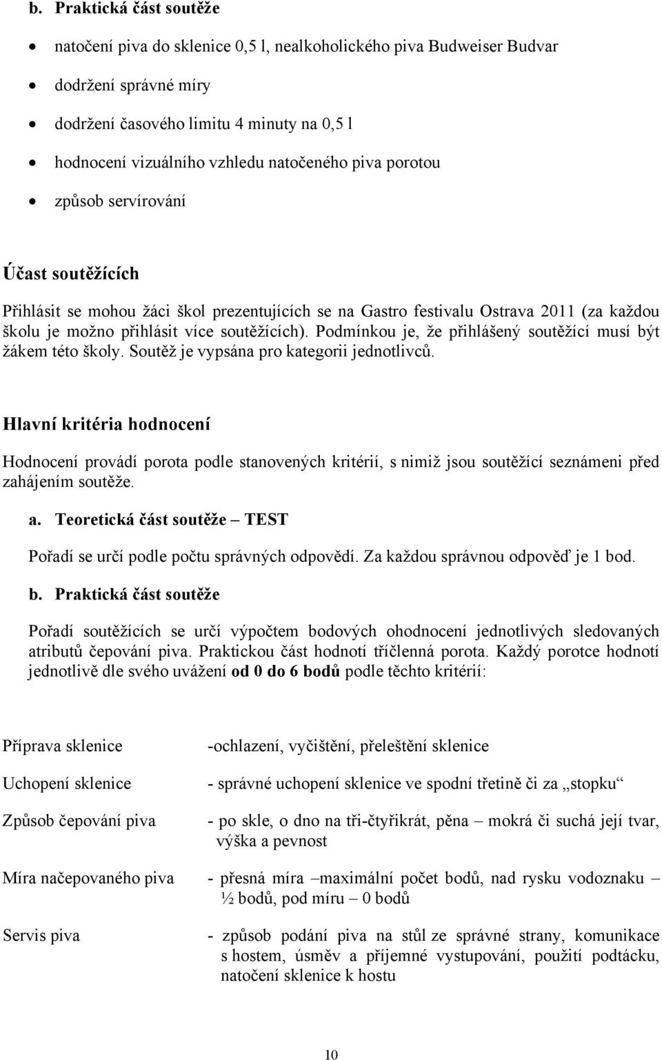 Podmínkou je, že přihlášený soutěžící musí být žákem této školy. Soutěž je vypsána pro kategorii jednotlivců.