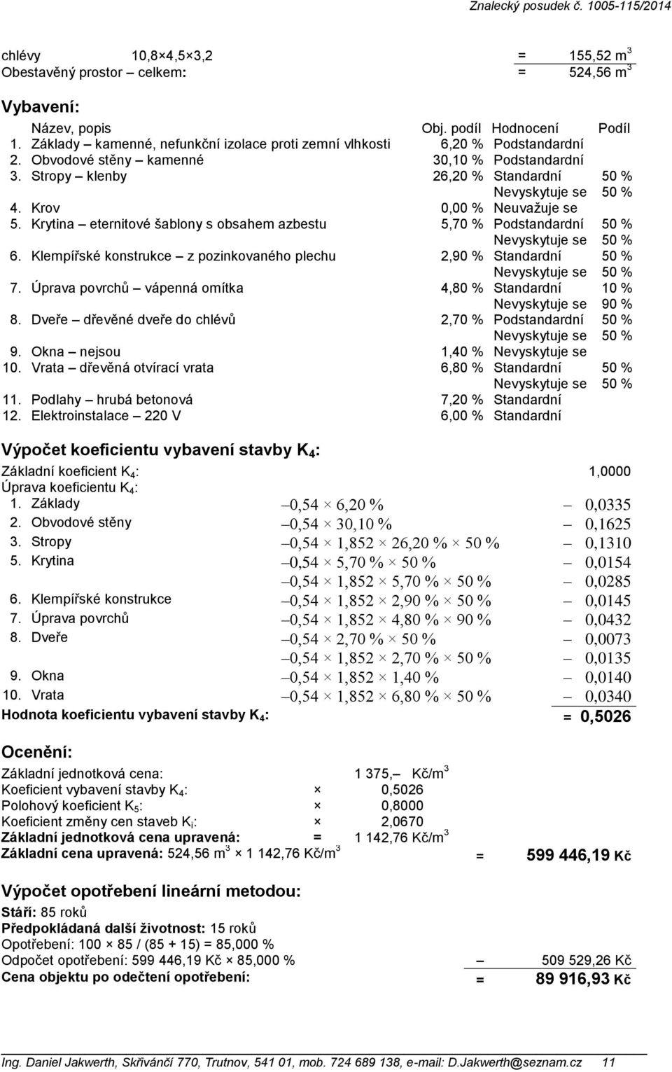 Krov 0,00 % Neuvažuje se 5. Krytina eternitové šablony s obsahem azbestu 5,70 % Podstandardní 50 % Nevyskytuje se 50 % 6.