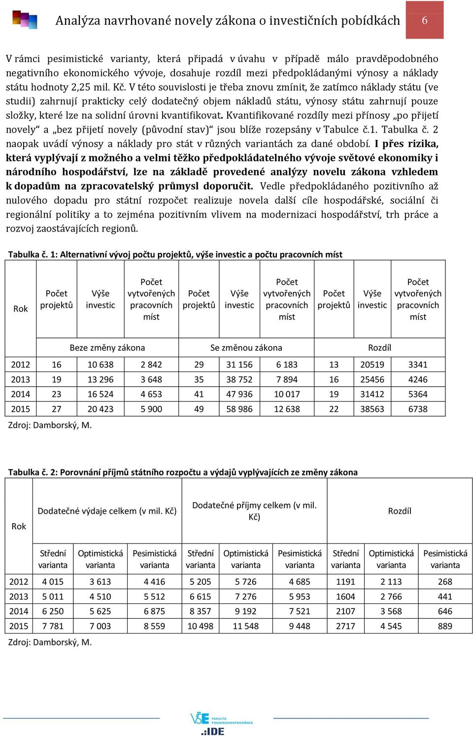 V této souvislosti je třeba znovu zmínit, že zatímco náklady státu (ve studii) zahrnují prakticky celý dodatečný objem nákladů státu, výnosy státu zahrnují pouze složky, které lze na solidní úrovni