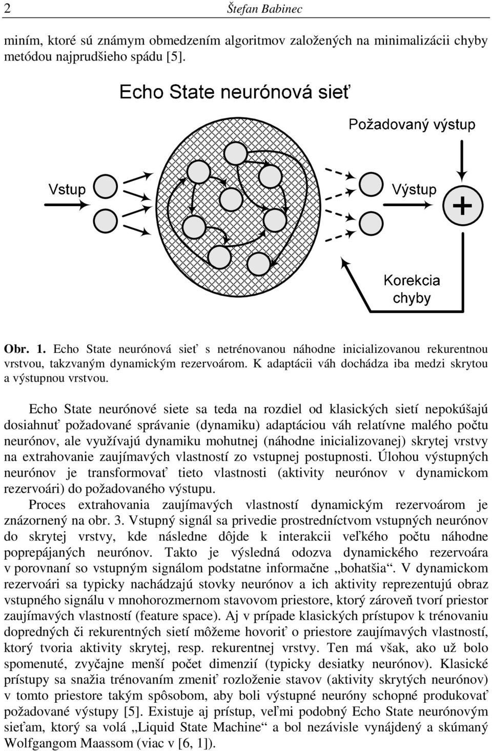 Echo State neurónové siete sa teda na rozdiel od klasických sietí nepokúšajú dosiahnuť požadované správanie (dynamiku) adaptáciou váh relatívne malého počtu neurónov, ale využívajú dynamiku mohutnej