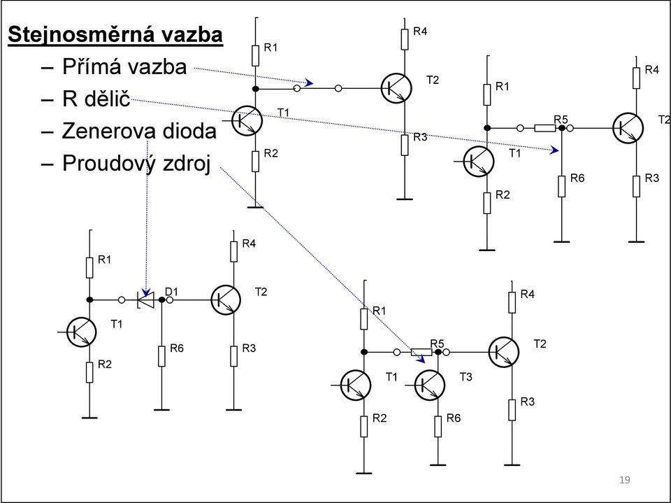 T2 Proudový zdroj R2 T1 R6 R3 R2 R4 R1