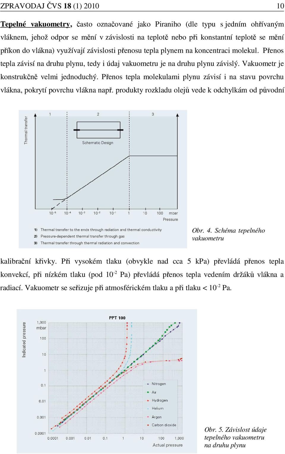 Vakuometr je konstrukčně velmi jednoduchý. Přenos tepla molekulami plynu závisí i na stavu povrchu vlákna, pokrytí povrchu vlákna např. produkty rozkladu olejů vede k odchylkám od původní Obr. 4.