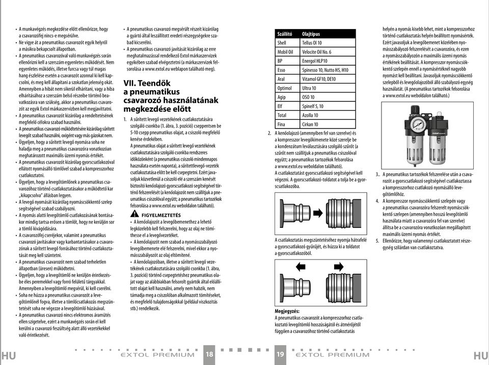 Nem egyenletes működés, illetve furcsa vagy túl magas hang észlelése esetén a csavarozót azonnal ki kell kapcsolni, és meg kell állapítani a szokatlan jelenség okát.