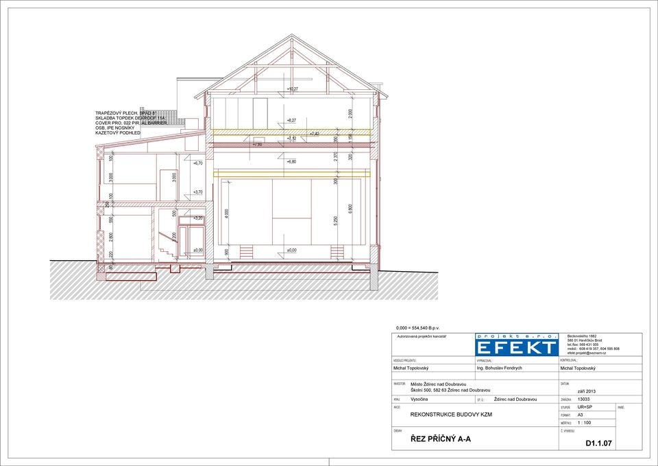 Autorizovaná projekční kancelář Beckovského 882 58 Havlíčkův Brod tel./fax: 569 43 5 mobil.