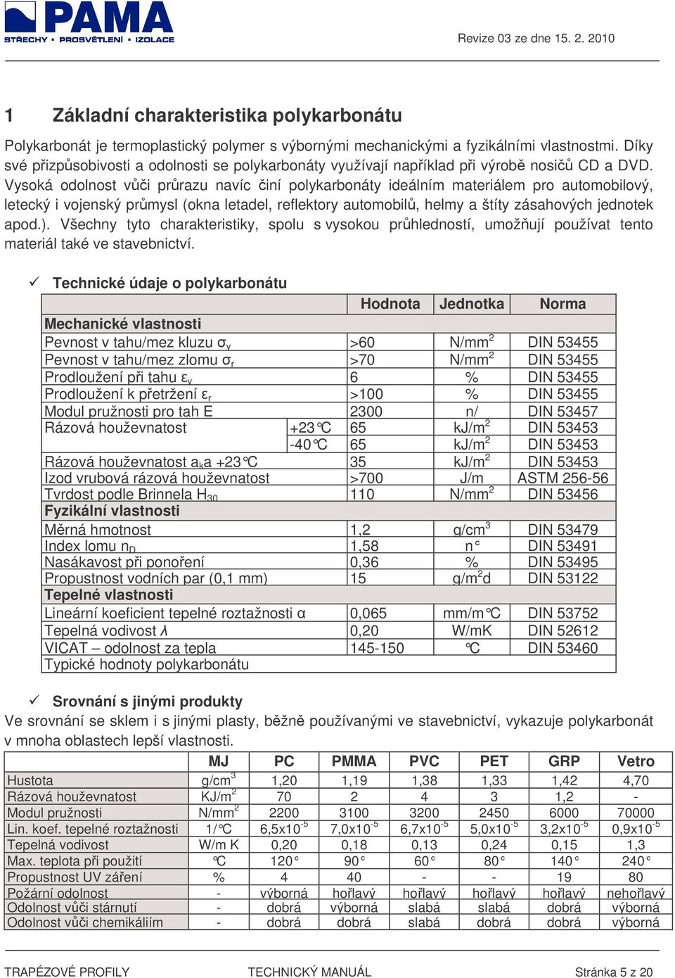 Vysoká odolnost vi prrazu navíc iní polykarbonáty ideálním materiálem pro automobilový, letecký i vojenský prmysl (okna letadel, reflektory automobil, helmy a štíty zásahových jednotek apod.).