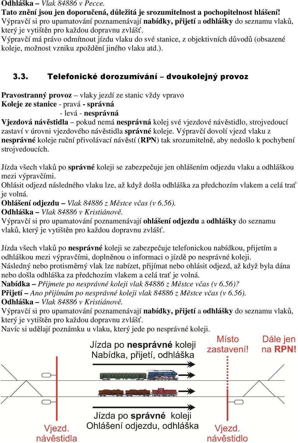 Výpravčí má právo odmítnout jízdu vlaku do své stanice, z objektivních důvodů (obsazené koleje, možnost vzniku zpoždění jiného vlaku atd.). 3.