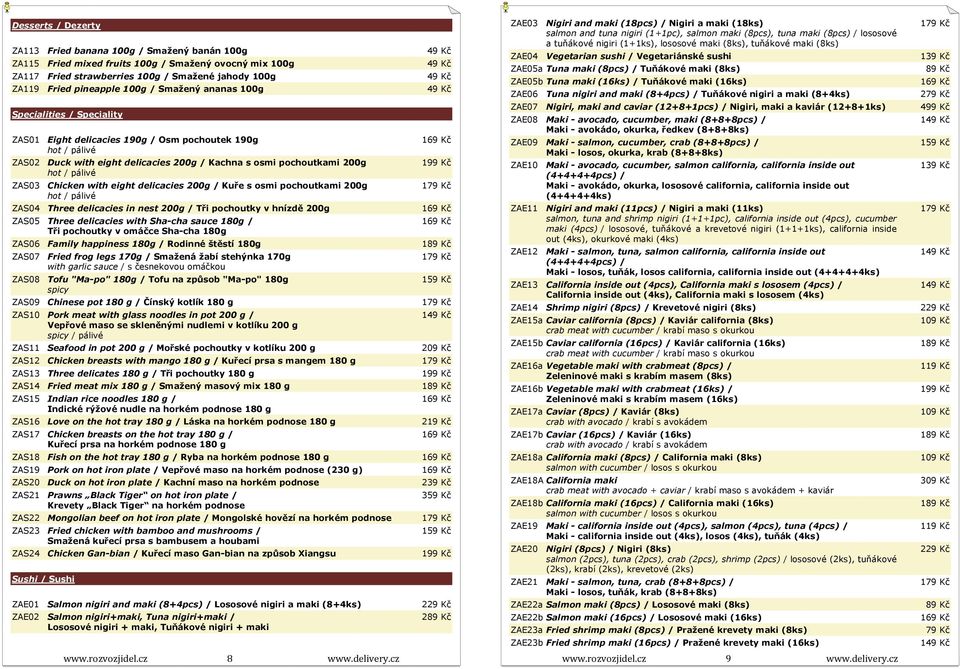 delicacies 200g / Kuře s osmi pochoutkami 200g ZAS04 Three delicacies in nest 200g / Tři pochoutky v hnízdě 200g ZAS05 Three delicacies with Sha-cha sauce 180g / Tři pochoutky v omáčce Sha-cha 180g