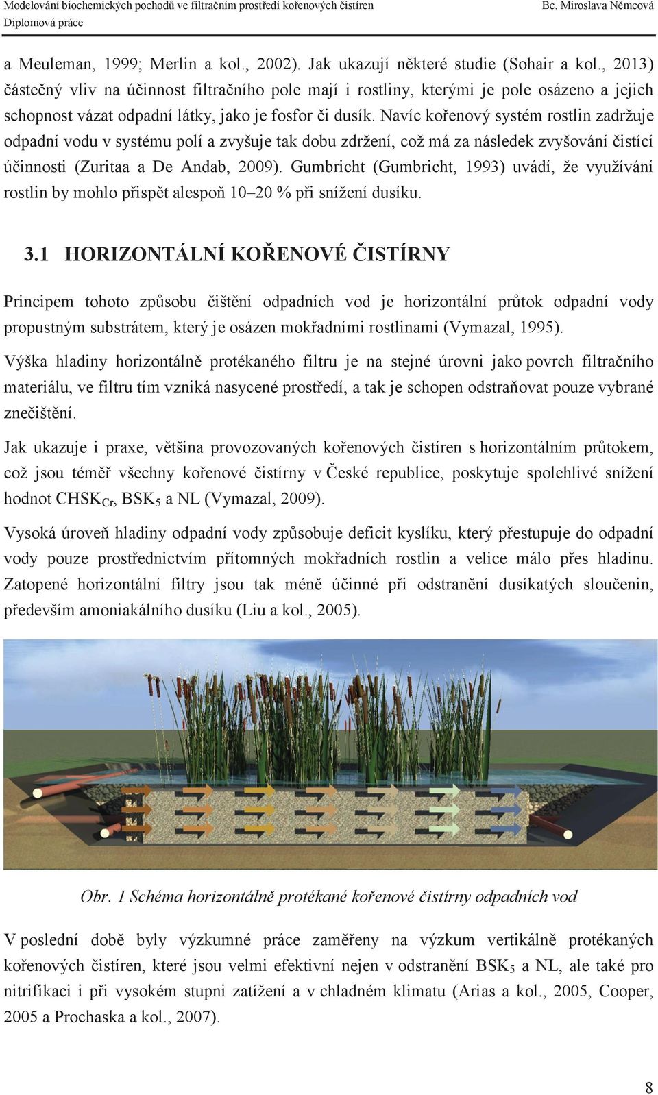 Navíc koenový systém rostlin zadržuje odpadní vodu v systému polí a zvyšuje tak dobu zdržení, což má za následek zvyšování istící úinnosti (Zuritaa a De Andab, 2009).