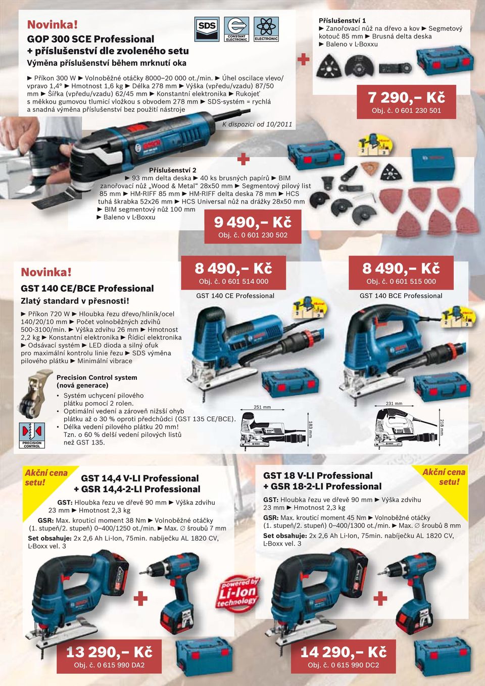 mm SDS-systém = rychlá a snadná výměna příslušenství bez použití nástroje K dispozici od 10/2011 Příslušenství 1 Zanořovací nůž na dřevo a kov Segmetový kotouč 85 mm Brusná delta deska Baleno v