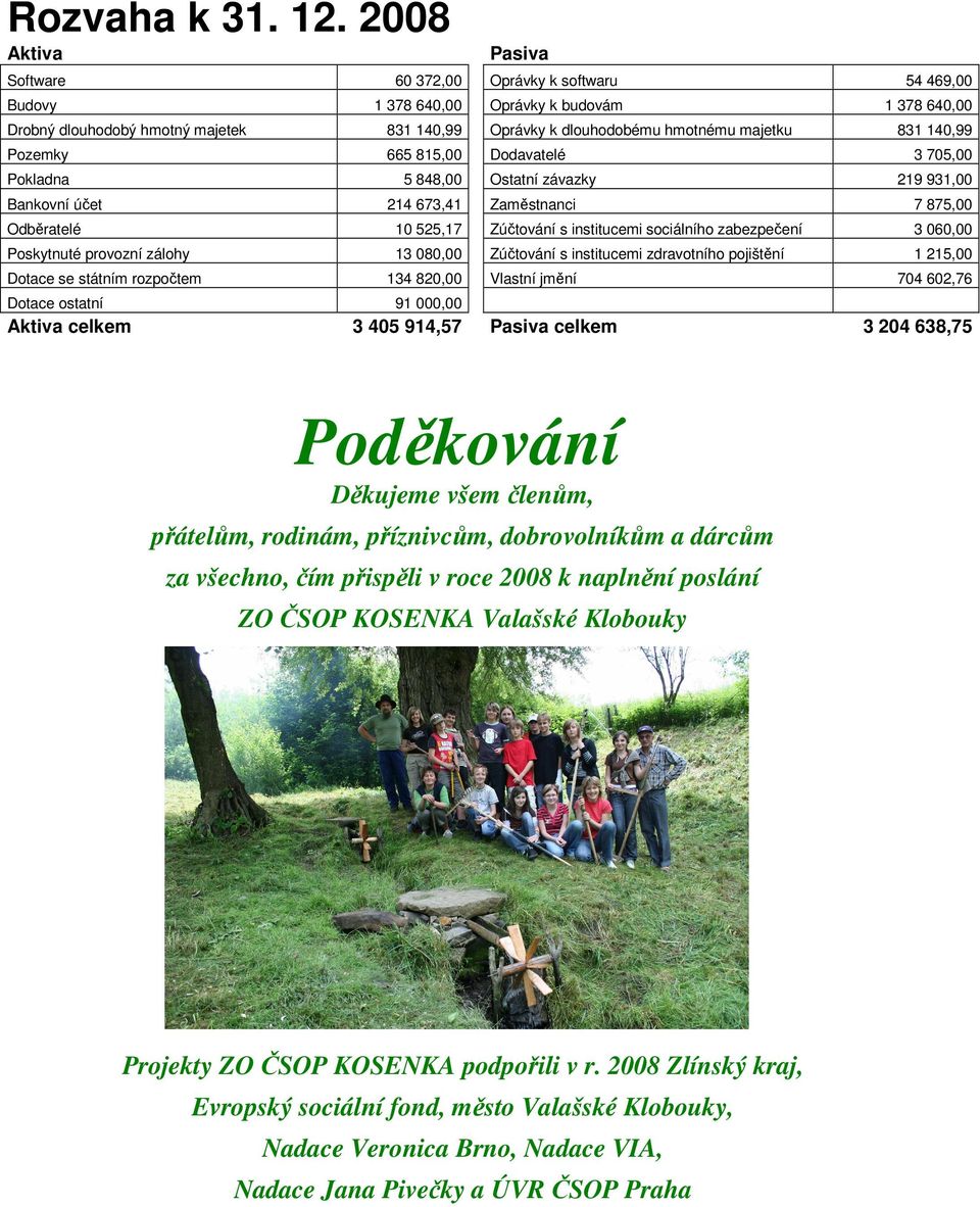 Dodavatelé Pokladna 5 848,00 Bankovní účet 214 673,41 Ostatní závazky Zaměstnanci 54 469,00 1 378 640,00 831 140,99 3 705,00 219 931,00 7 875,00 Odběratelé 10 525,17 Zúčtování s institucemi