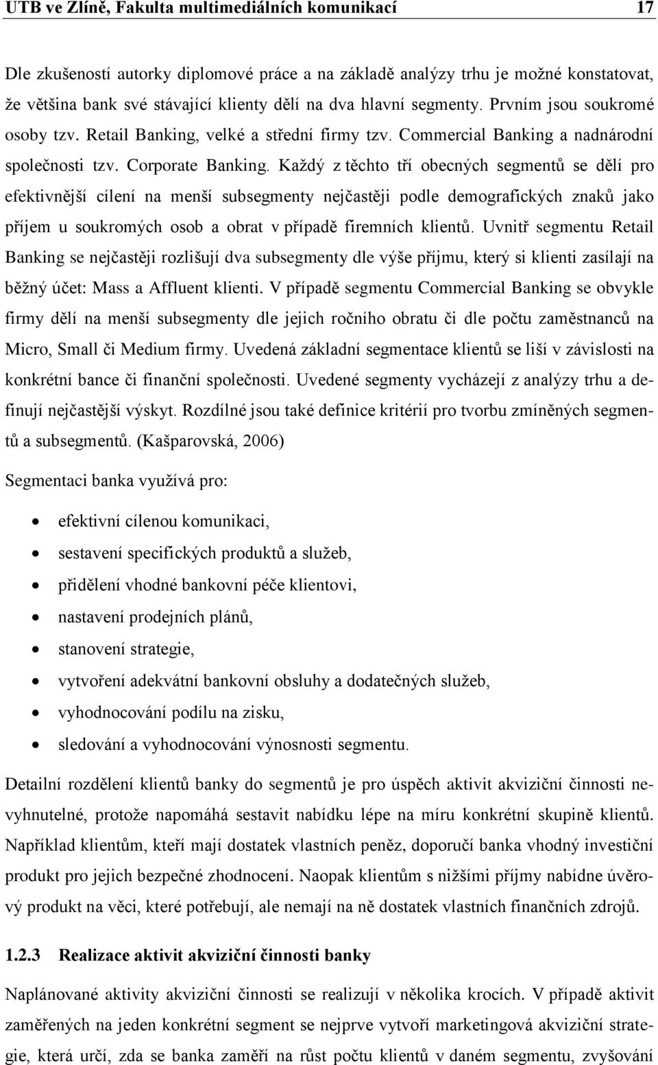 Každý z těchto tří obecných segmentů se dělí pro efektivnější cílení na menší subsegmenty nejčastěji podle demografických znaků jako příjem u soukromých osob a obrat v případě firemních klientů.