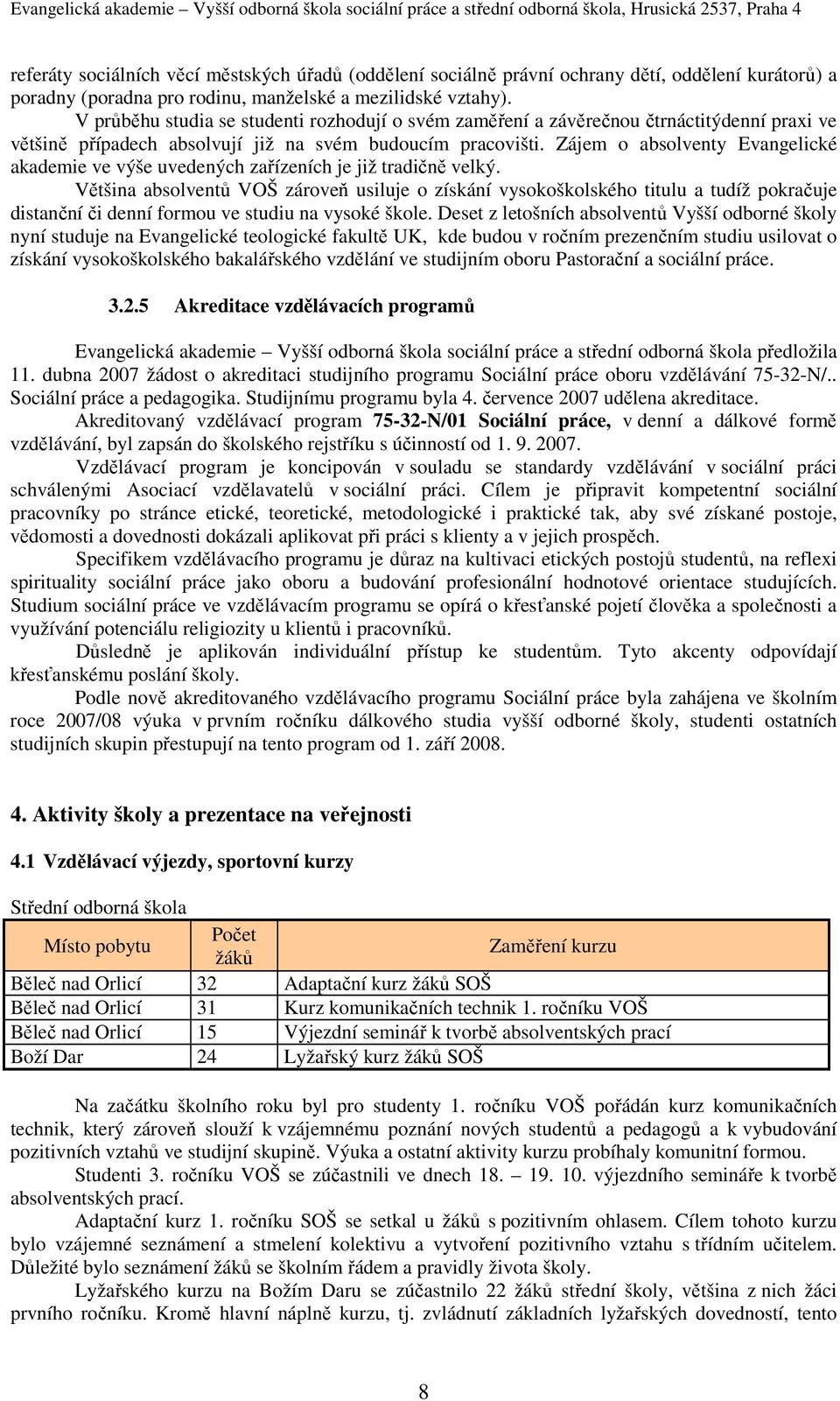 Zájem o absolventy Evangelické akademie ve výše uvedených zařízeních je již tradičně velký.