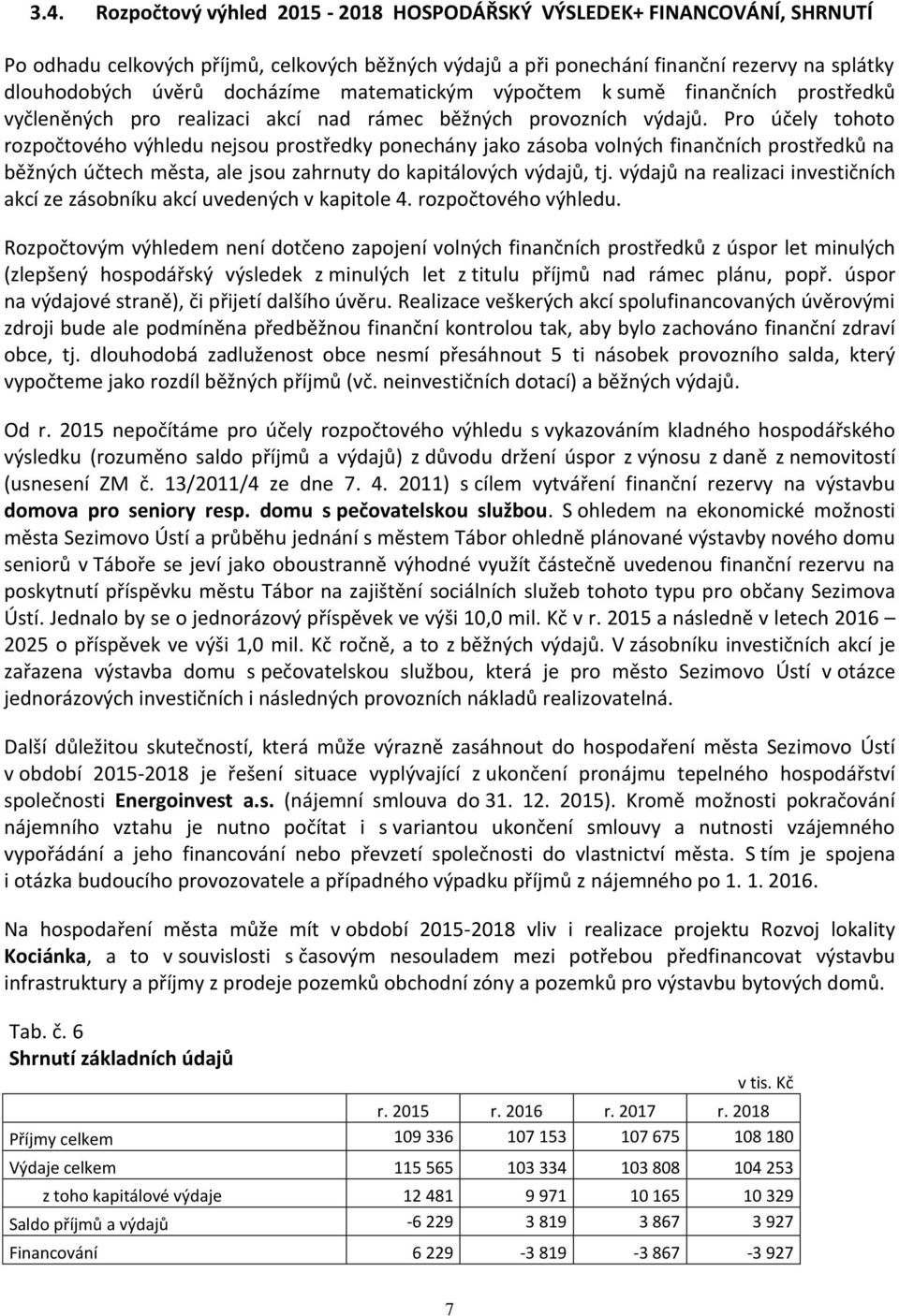 Pro účely tohoto rozpočtového výhledu nejsou prostředky ponechány jako zásoba volných finančních prostředků na běžných účtech města, ale jsou zahrnuty do kapitálových výdajů, tj.