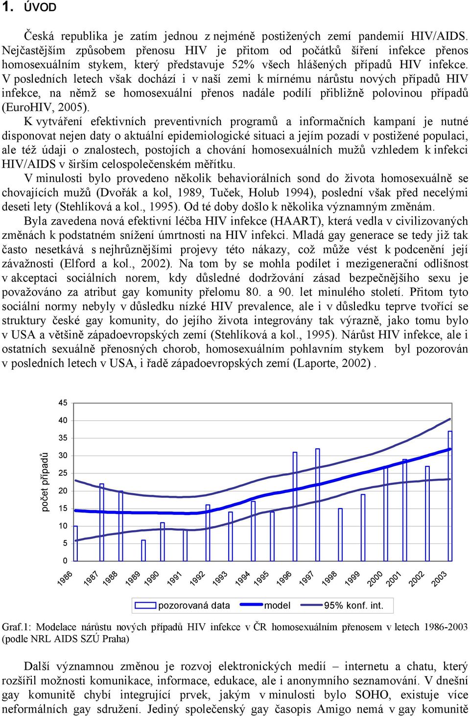 V posledních letech však dochází i v naší zemi k mírnému nárůstu nových případů HIV infekce, na němž se homosexuální přenos nadále podílí přibližně polovinou případů (EuroHIV, 2005).