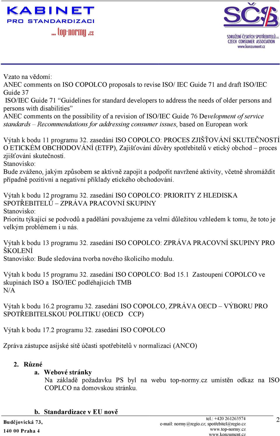 European work Výtah k bodu 11 programu 32.