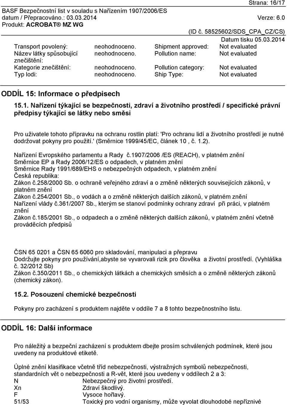 : Informace o předpisech 15