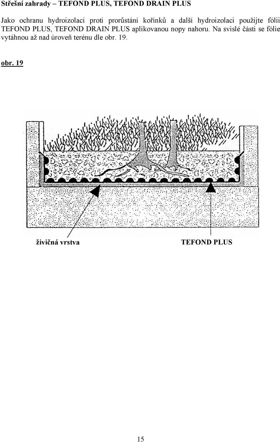 TEFOND DRAIN PLUS aplikovanou nopy nahoru.