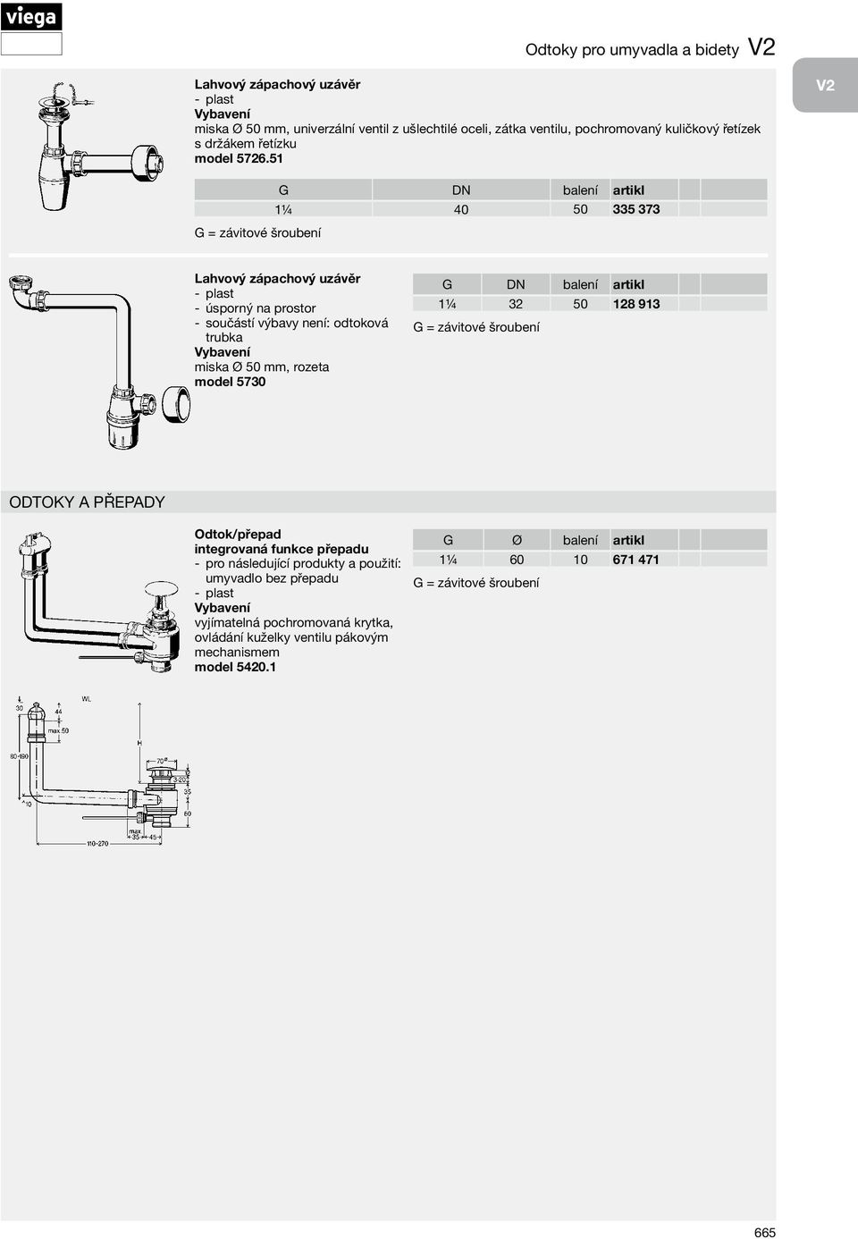 51 V2 1¼ 40 50 335 373 úsporný na prostor součástí výbavy není: odtoková trubka miska Ø 50 mm, rozeta model 5730 1¼ 32
