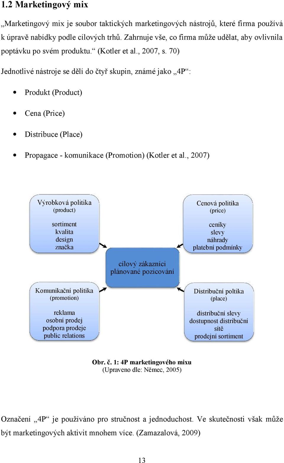 70) Jednotlivé nástroje se dělí do čtyř skupin, známé jako 4P : Produkt (Product) Cena (Price) Distribuce (Place) Propagace - komunikace (Promotion) (Kotler et al.