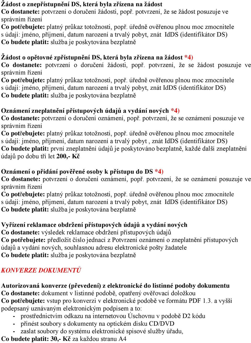 potvrzení, že se žádost posuzuje ve Oznámení zneplatnění přístupových údajů a vydání nových *4) Co dostanete: potvrzení o doručení oznámení, popř.